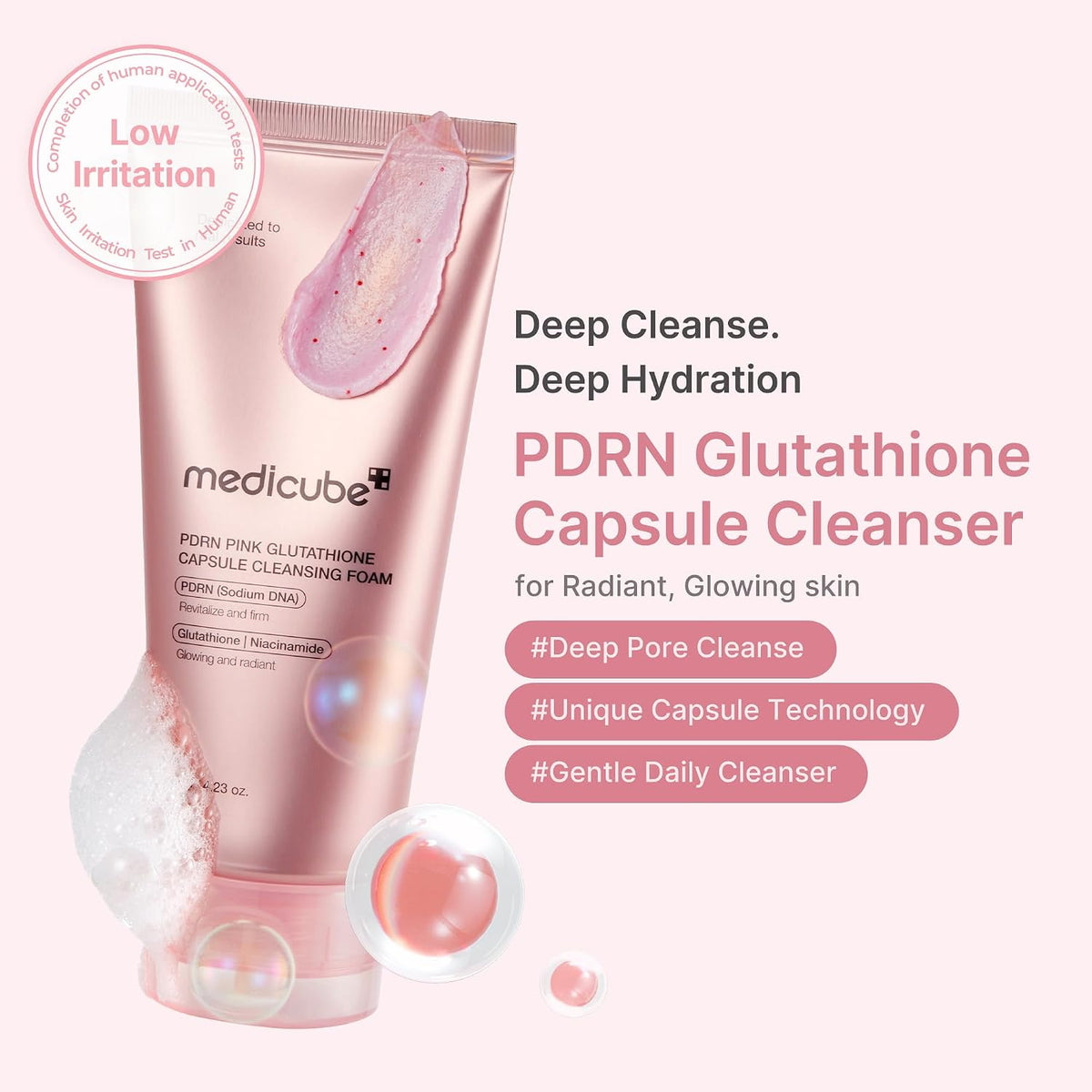 Mini Booster Pro plus Pink Cleansing Duo Set: Mini Booster Pro Cleansing Device Pink and PDRN Capsule Foam Cleanser | Pore, Makeup, Excess Sebum Care | Deep Cleansing Routine, Korean Skincare