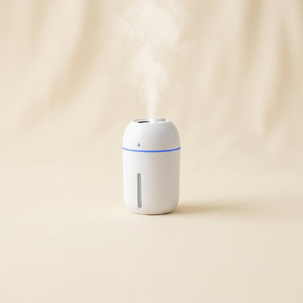 Mini Humidifier, 300Ml Portable Small Humidifiers for Baby, Car Humidifier Diffuser for Travel Plants Bedroom Desk Office, Cool Mist Air Humidifier with 7 Color Night Lights